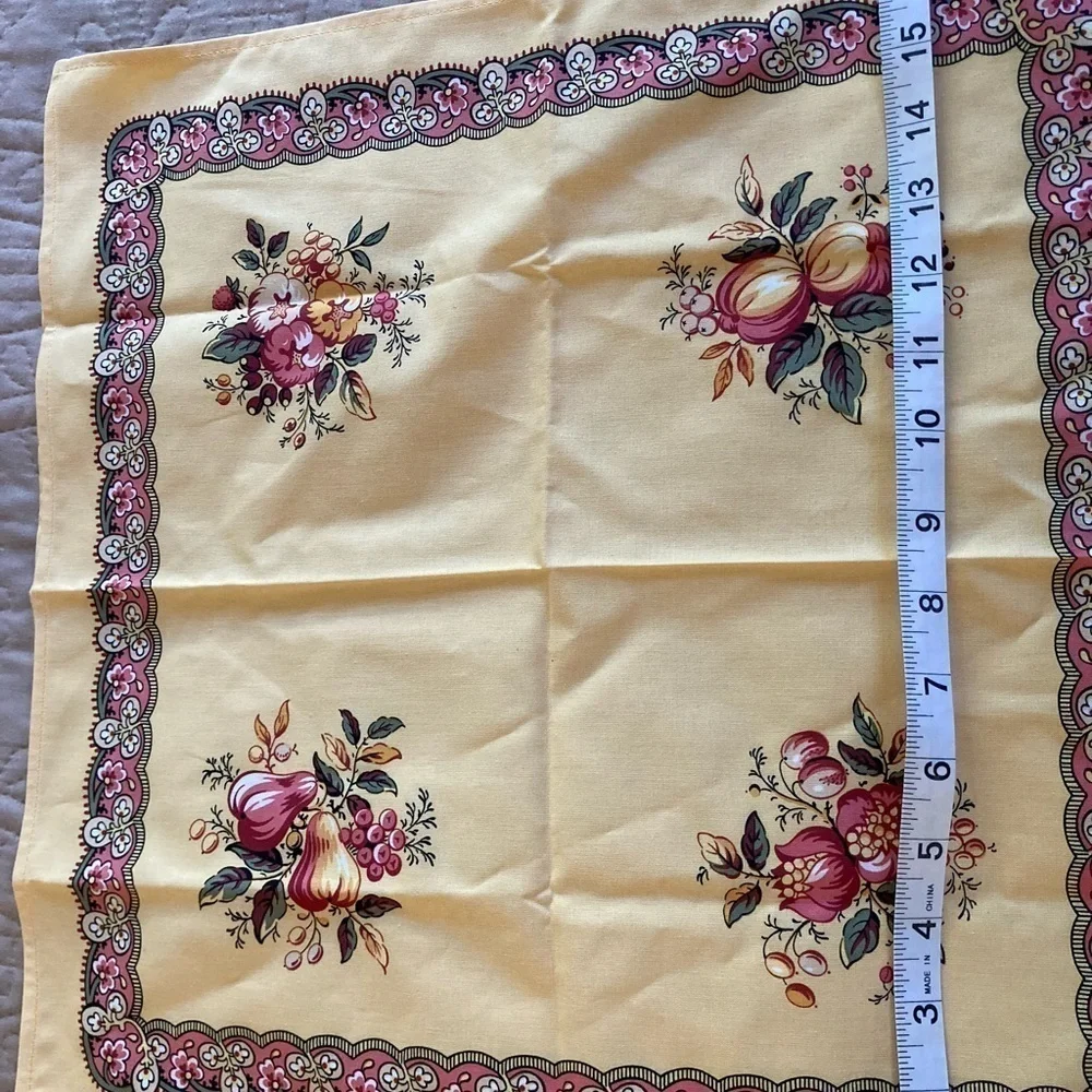 2 Vintage Les Olivades Napkins Provencal French Country Yellow Fruit Floral